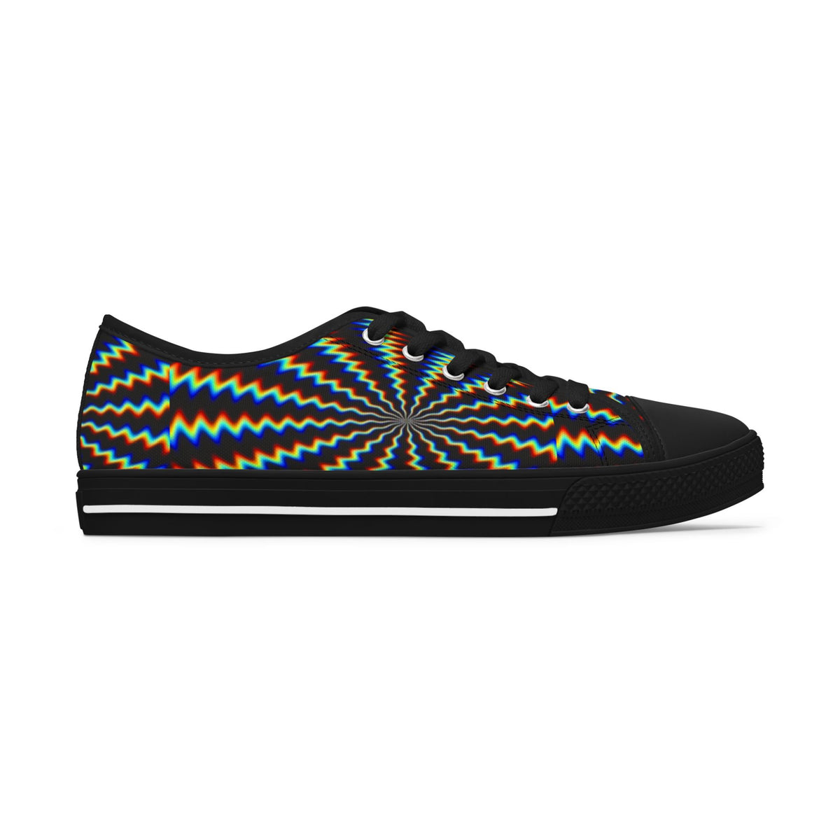 LW 123 Women's Low Top Sneakers — Psychedelic Starburst Rainbow Pattern