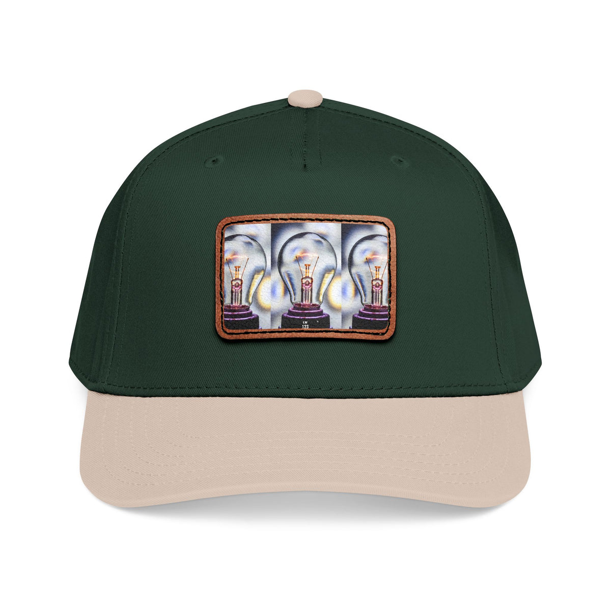 LW 123 Mid Profile Baseball Cap with Leather Patch (Rectangle)