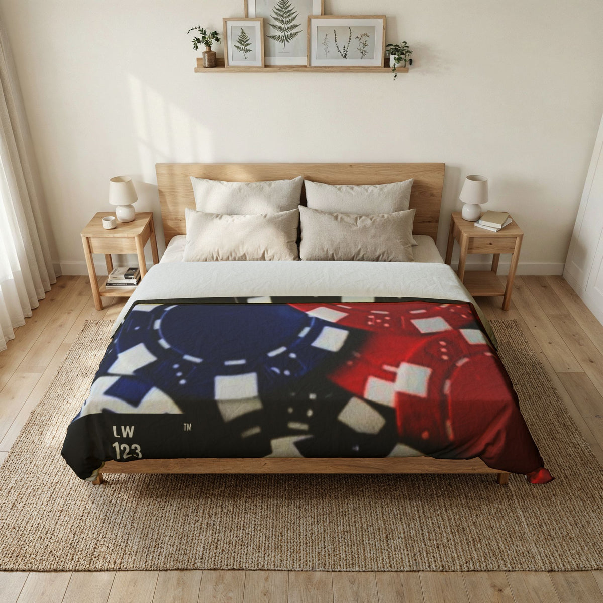 LW 123 Casino Poker Chips Cotton Duvet Blanket