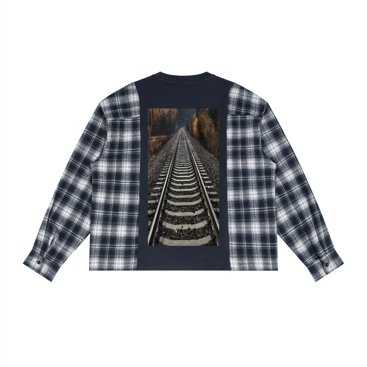 LW 123 Plaid Panel Long Sleeve T-Shirt
