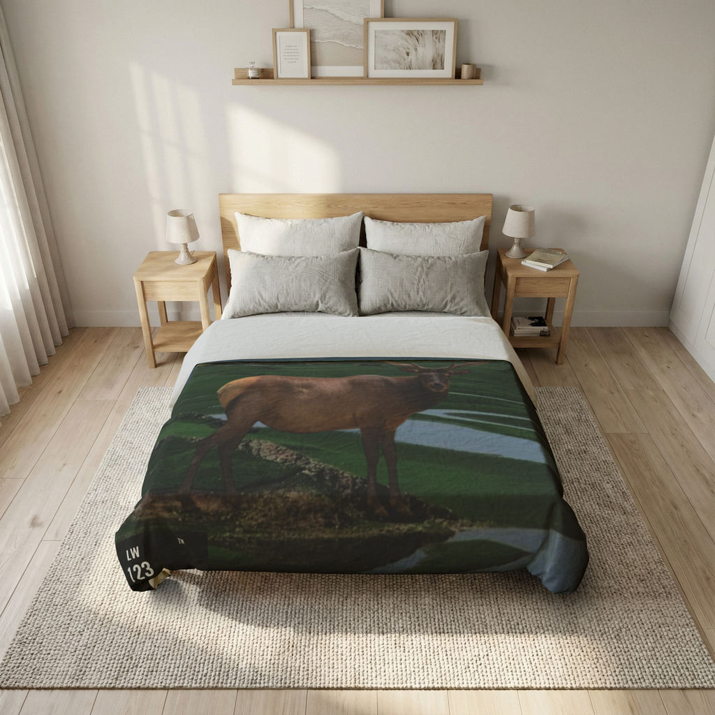 LW 123 Moose Meadow Cotton Duvet Cover — Scenic Elk Wildlife Bedding