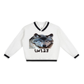 V-Neck Contrast Collar Boxy Sweatshirt