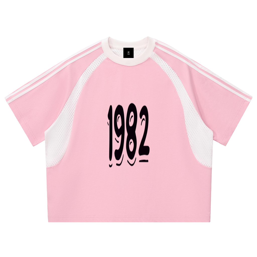 Contrast Stripes Panel Mesh T-shirt