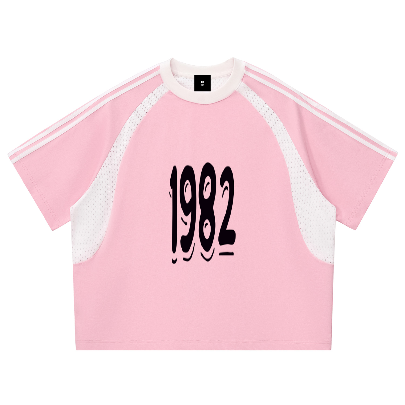 Contrast Stripes Panel Mesh T-shirt