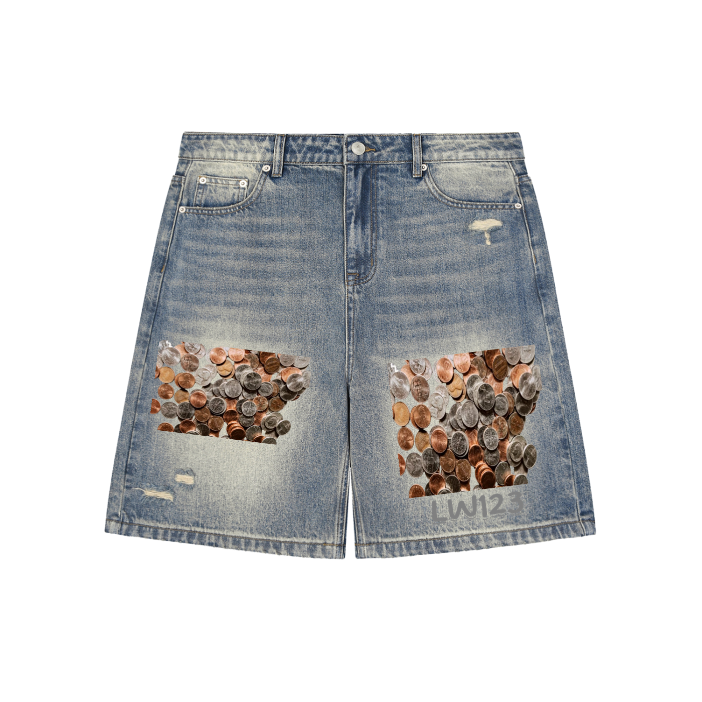 Faded Distressed Baggy Denim Shorts