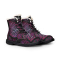LW 123 Leaf Print Fur Lined Leather Boots —