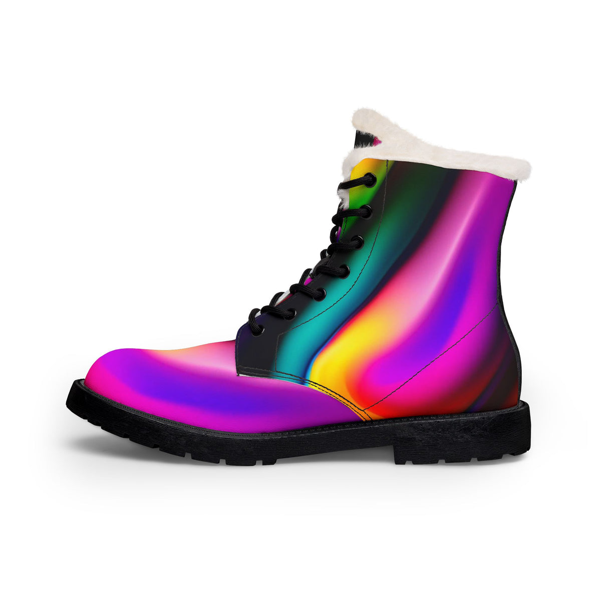LW 123 Women's Rainbow Fur-Lined Leather Boots