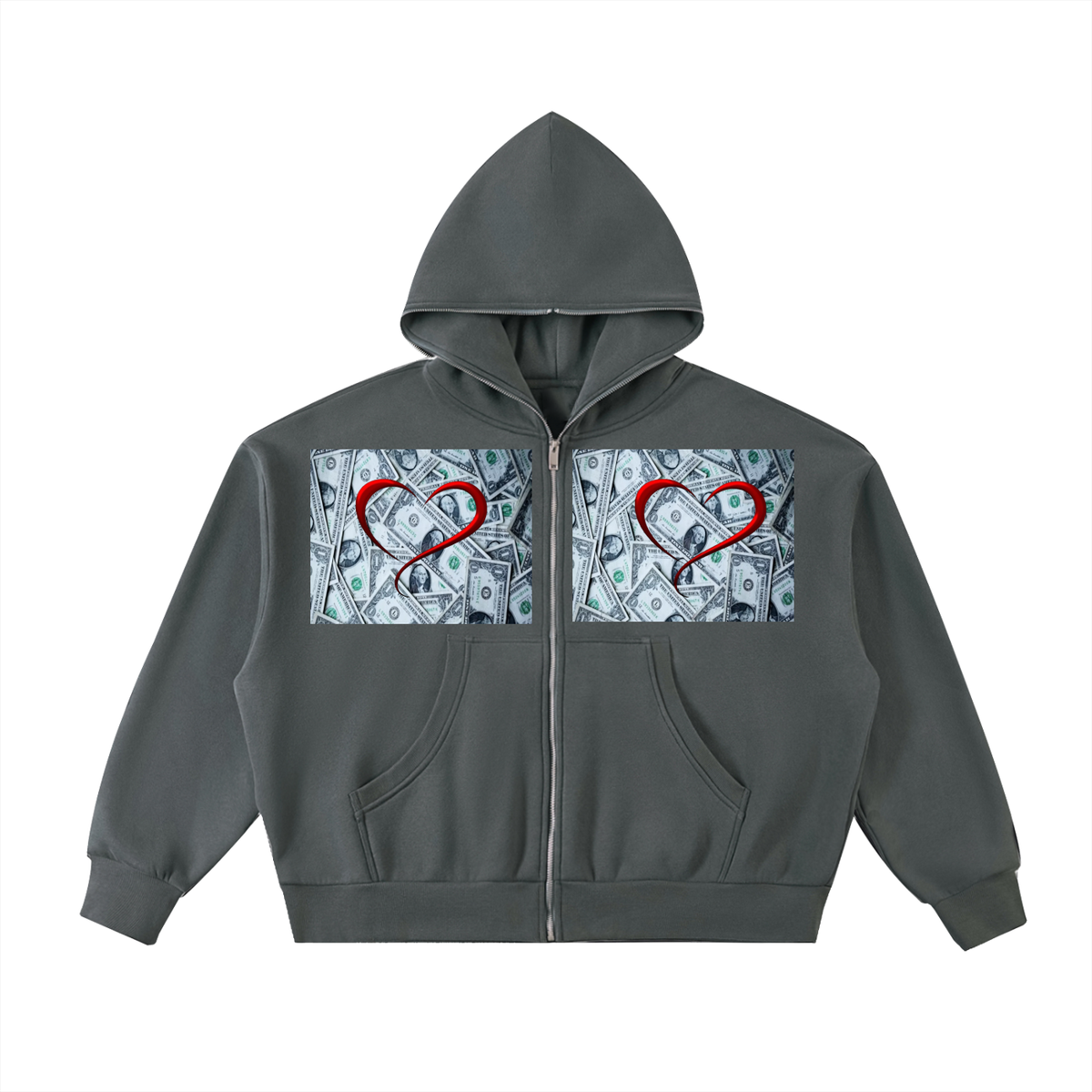 LW 123 Fleeced Full-Zip Boxy Hoodie