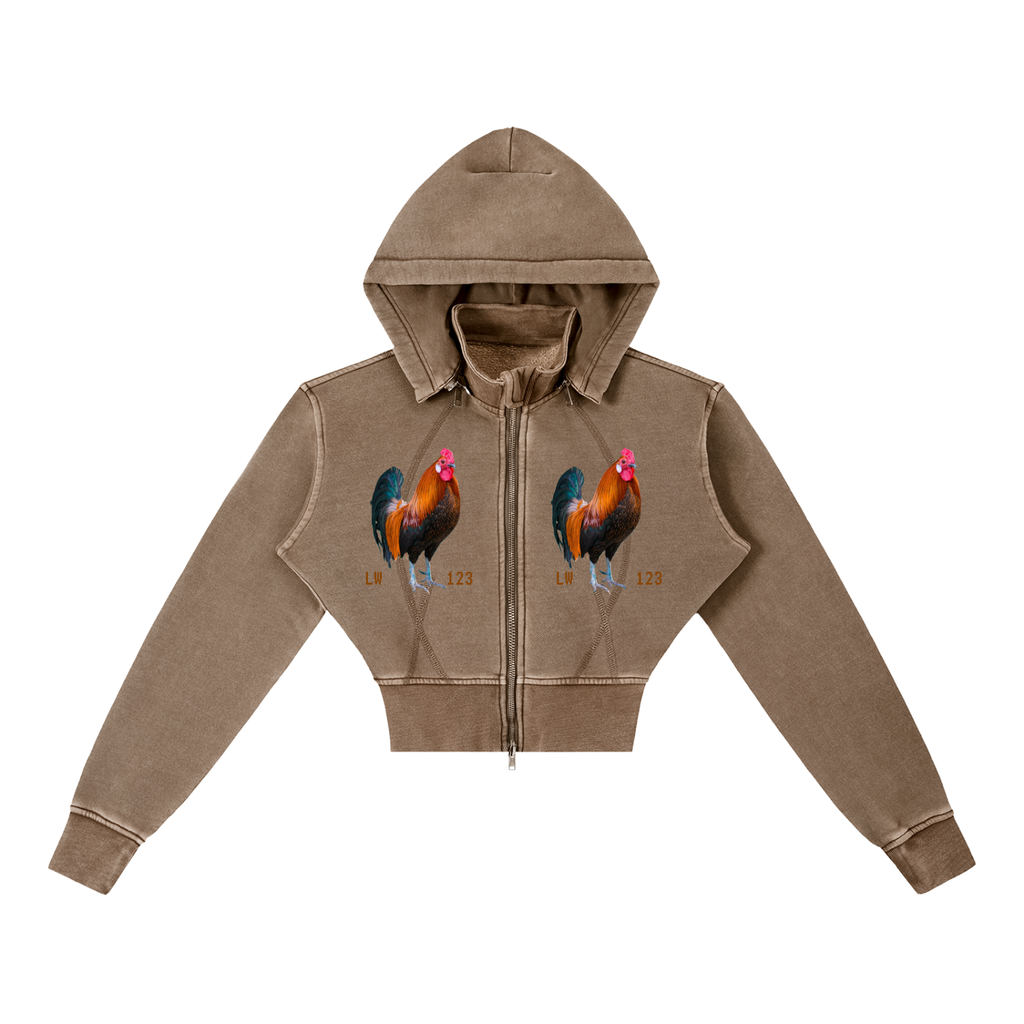 Vintage Washed Cropped Fleece Hoodie