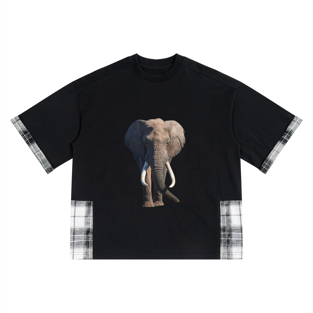 LW 123 Plaid Paneled T-Shirt