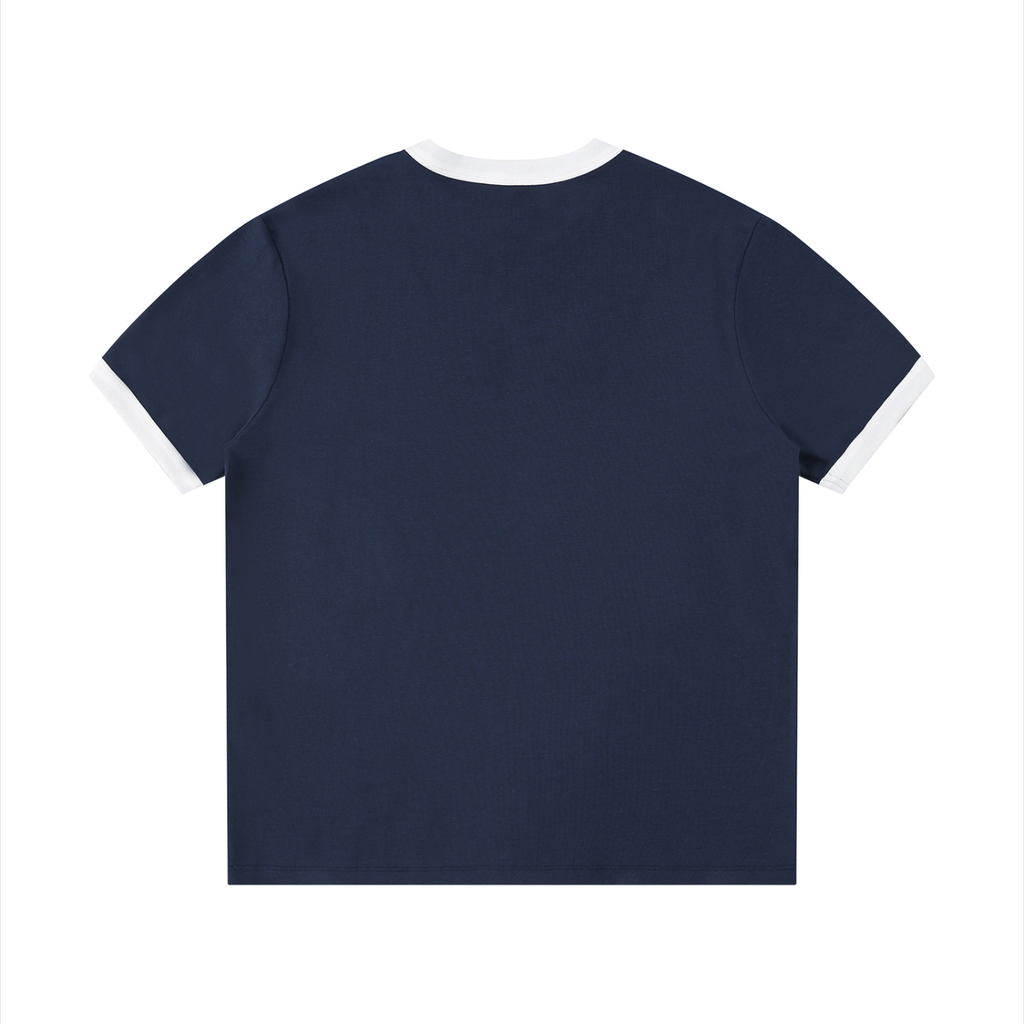 Contrast Edge Ribbed Crewneck T-Shirt
