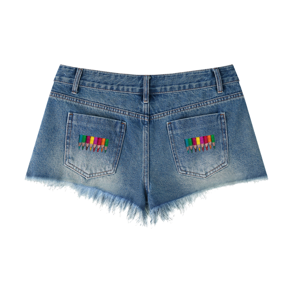 LW 123 Women's Vintage Wash Raw Hem Denim Shorts