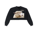 Snow Washed Raw Edge Cropped Sweatshirt