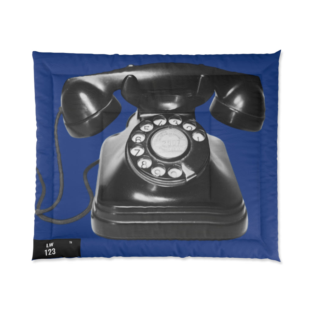 LW 123 Vintage Rotary Phone Comforter – Retro Telephone Bedding in Navy