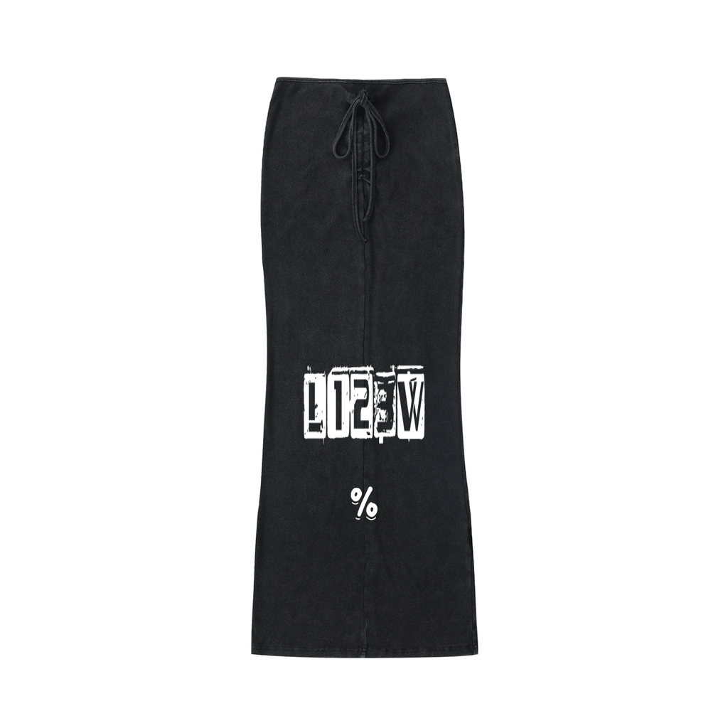 Dyed Washed Drawstring Maxi Skirt