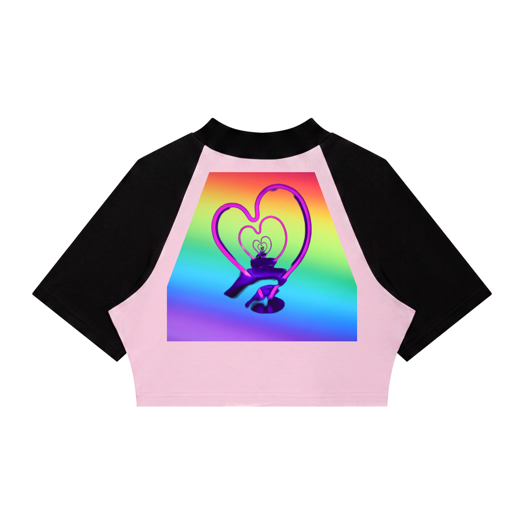 LW 123 Women’s Color Block Raglan Crop T-Shirt