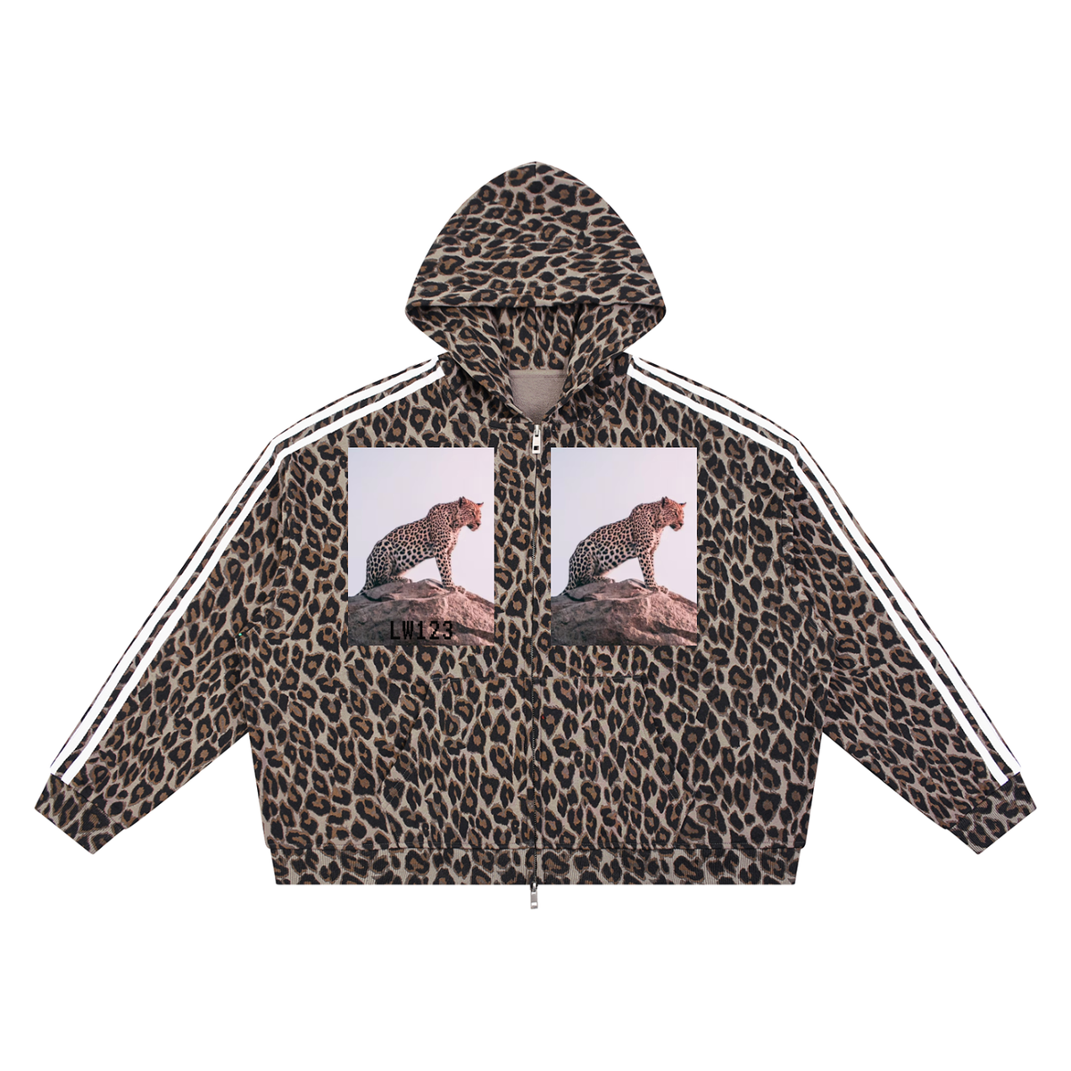 LW 123  Leopard Full Zip Hoodie