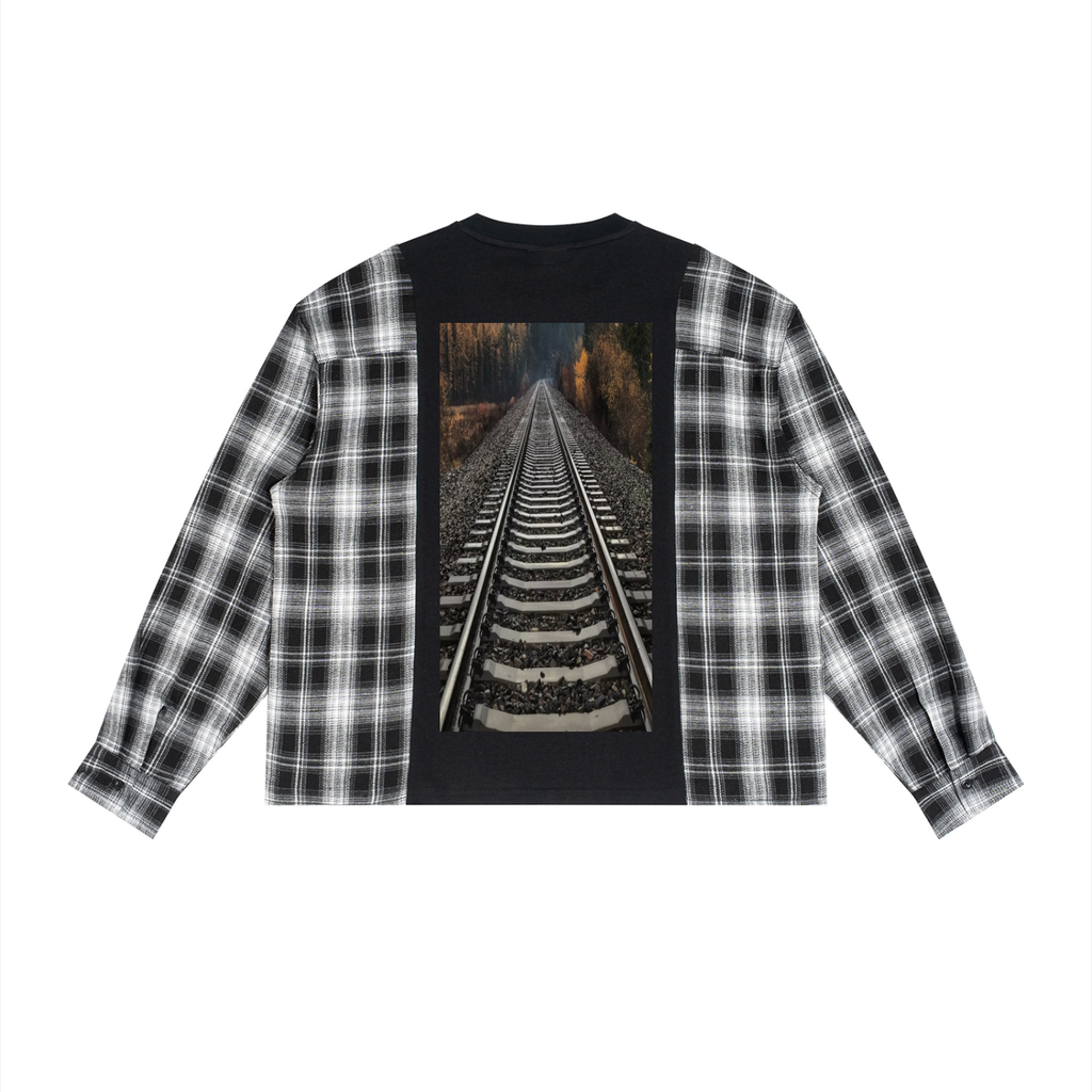 LW 123 Plaid Panel Long Sleeve T-Shirt