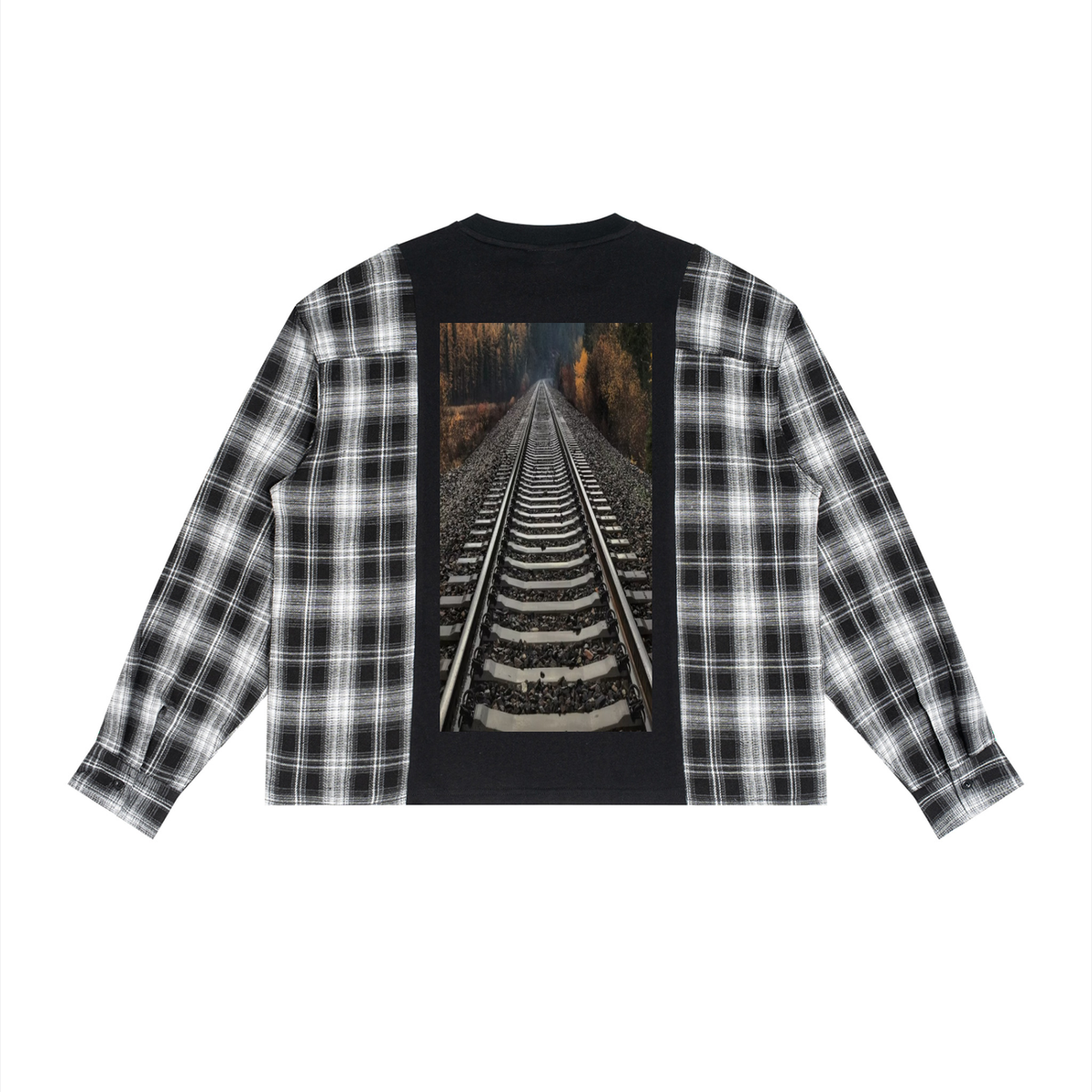 LW 123 Plaid Panel Long Sleeve T-Shirt