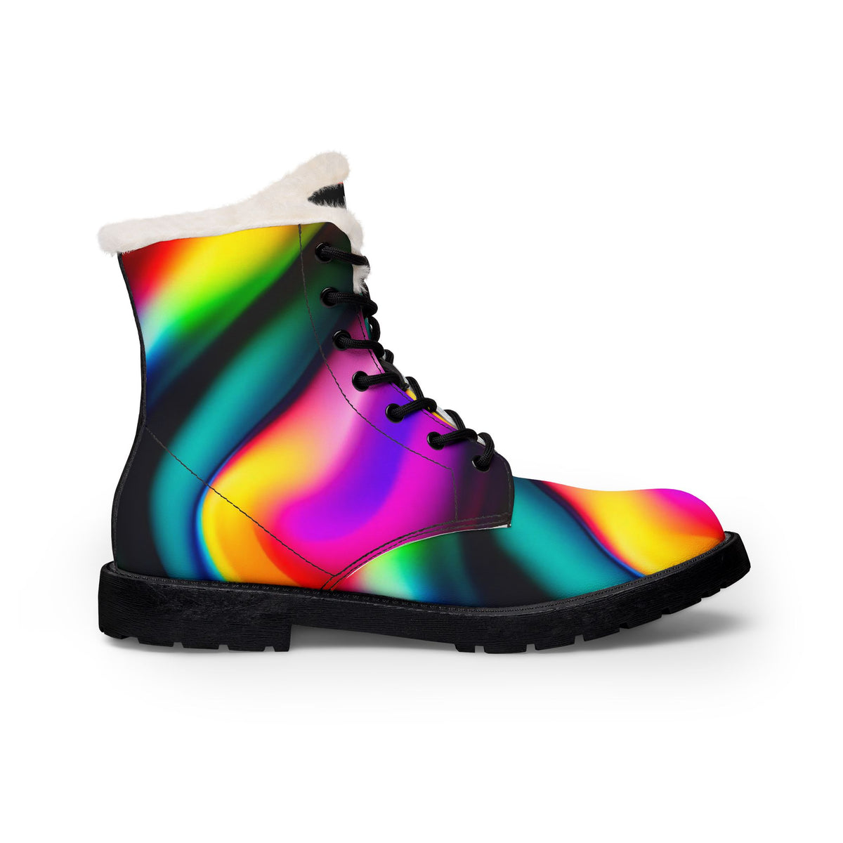 LW 123 Women's Rainbow Fur-Lined Leather Boots