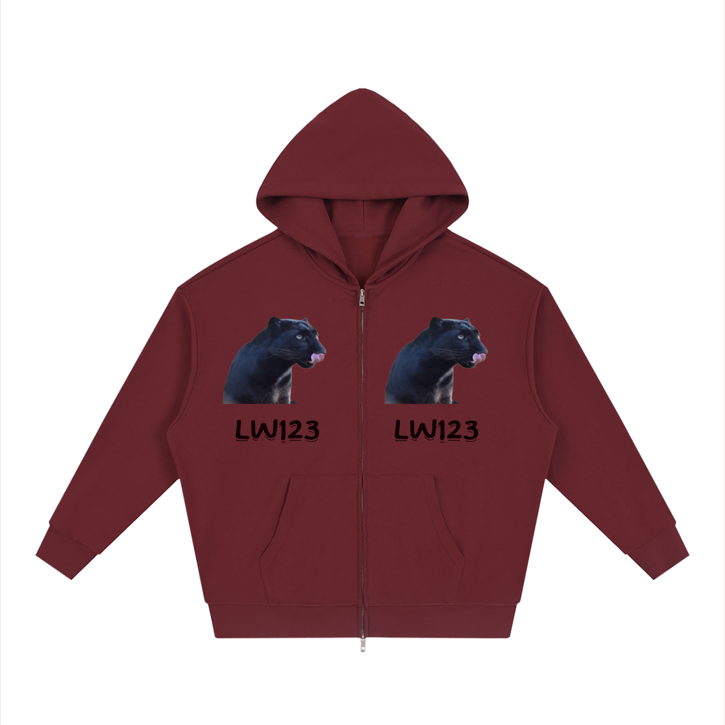 Unisex Loose Solid Full Zip Hoodie