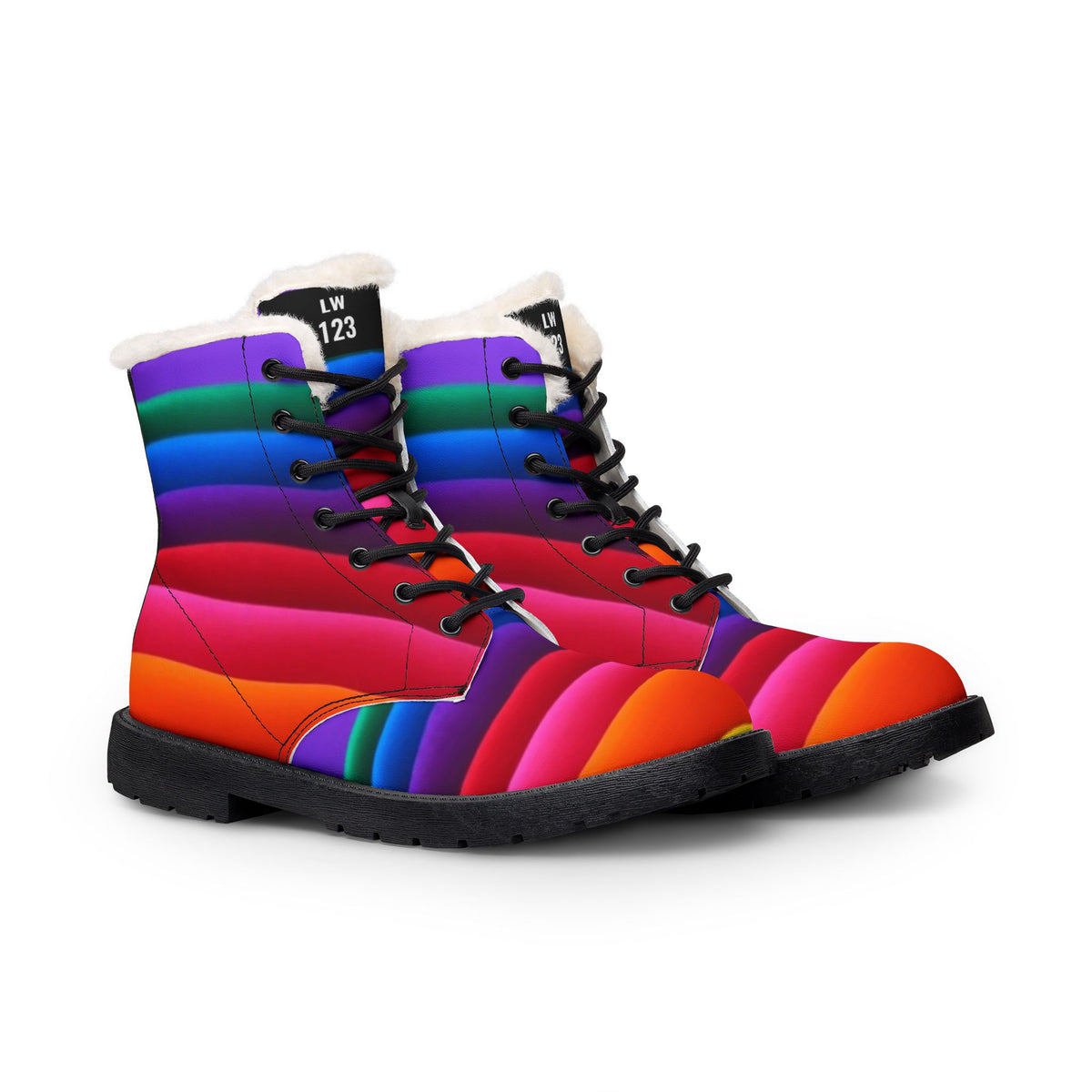 LW 123 Fur-Lined Rainbow Leather Boots