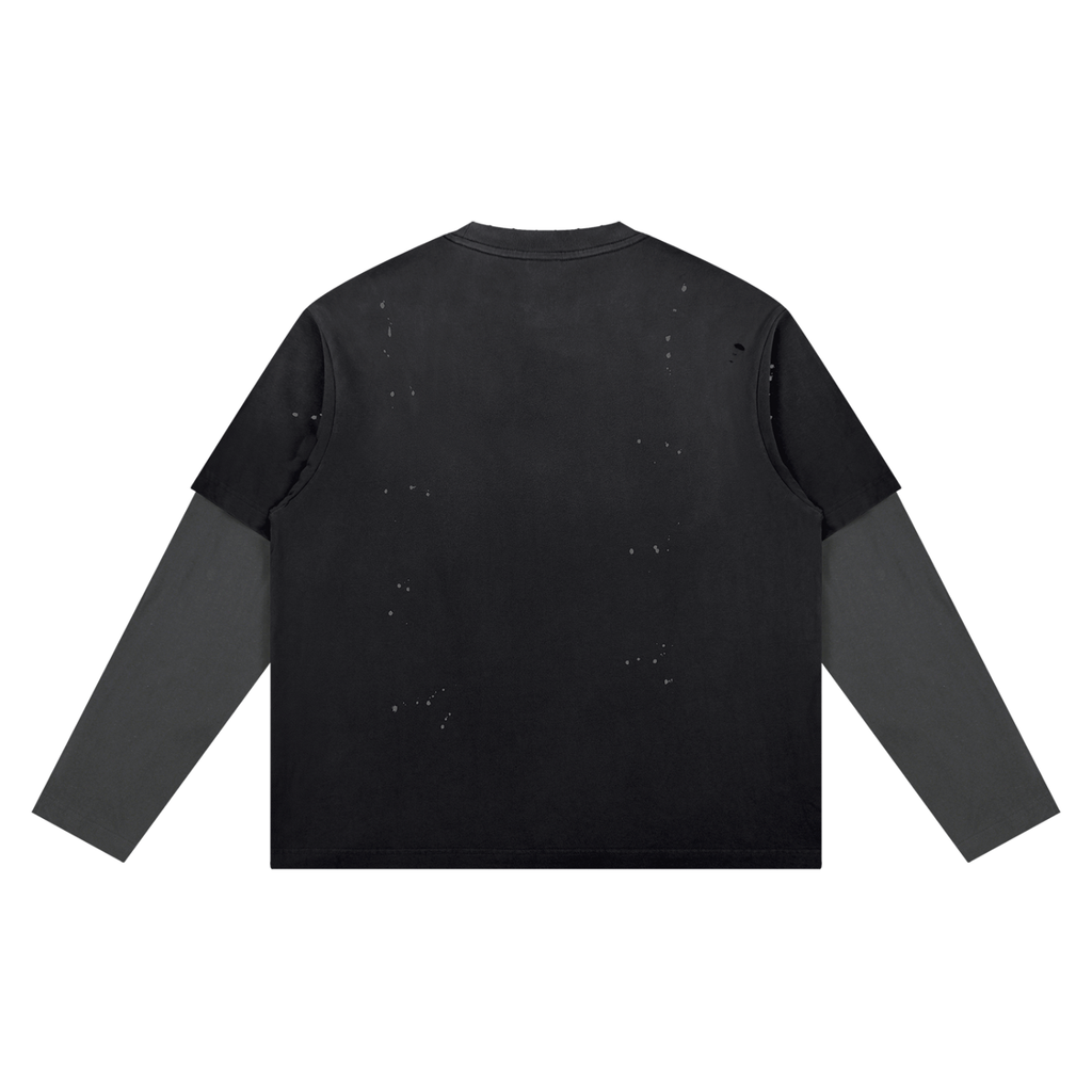 LW 123  Vintage Wash Distressed Layer T-Shirt