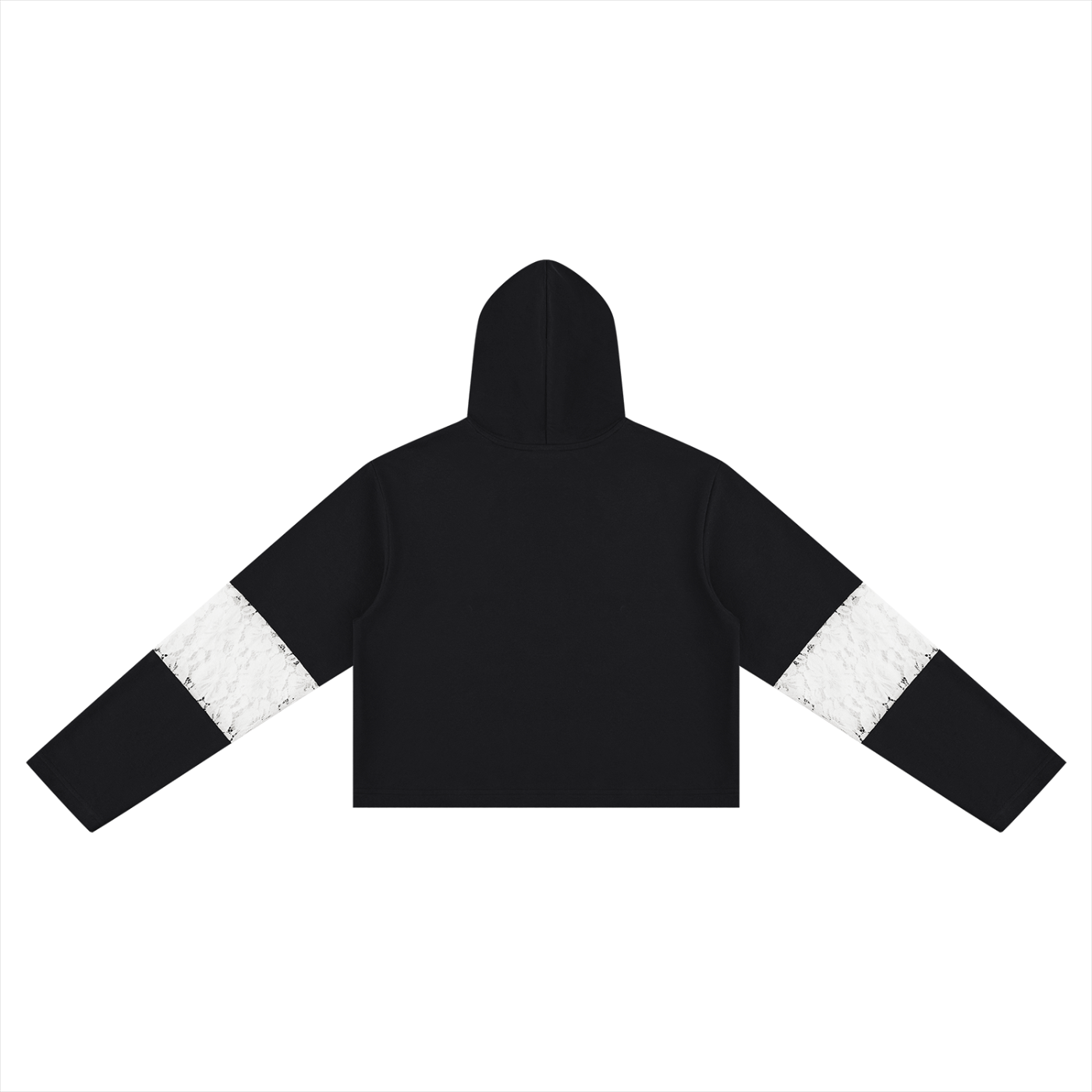 LW 123 Women’s Cropped Lace-Panel Hoodie