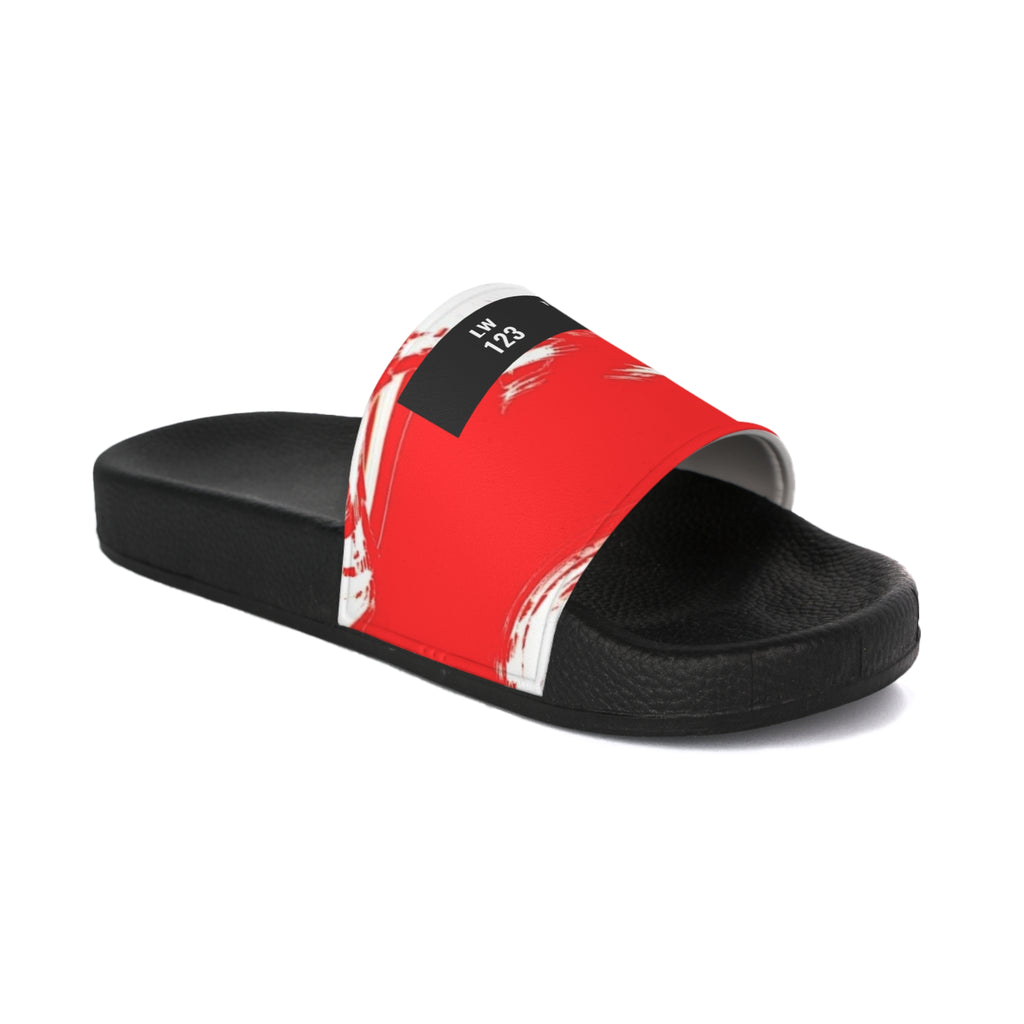 LW 123 Women's Red Brushstroke Slide Sandals