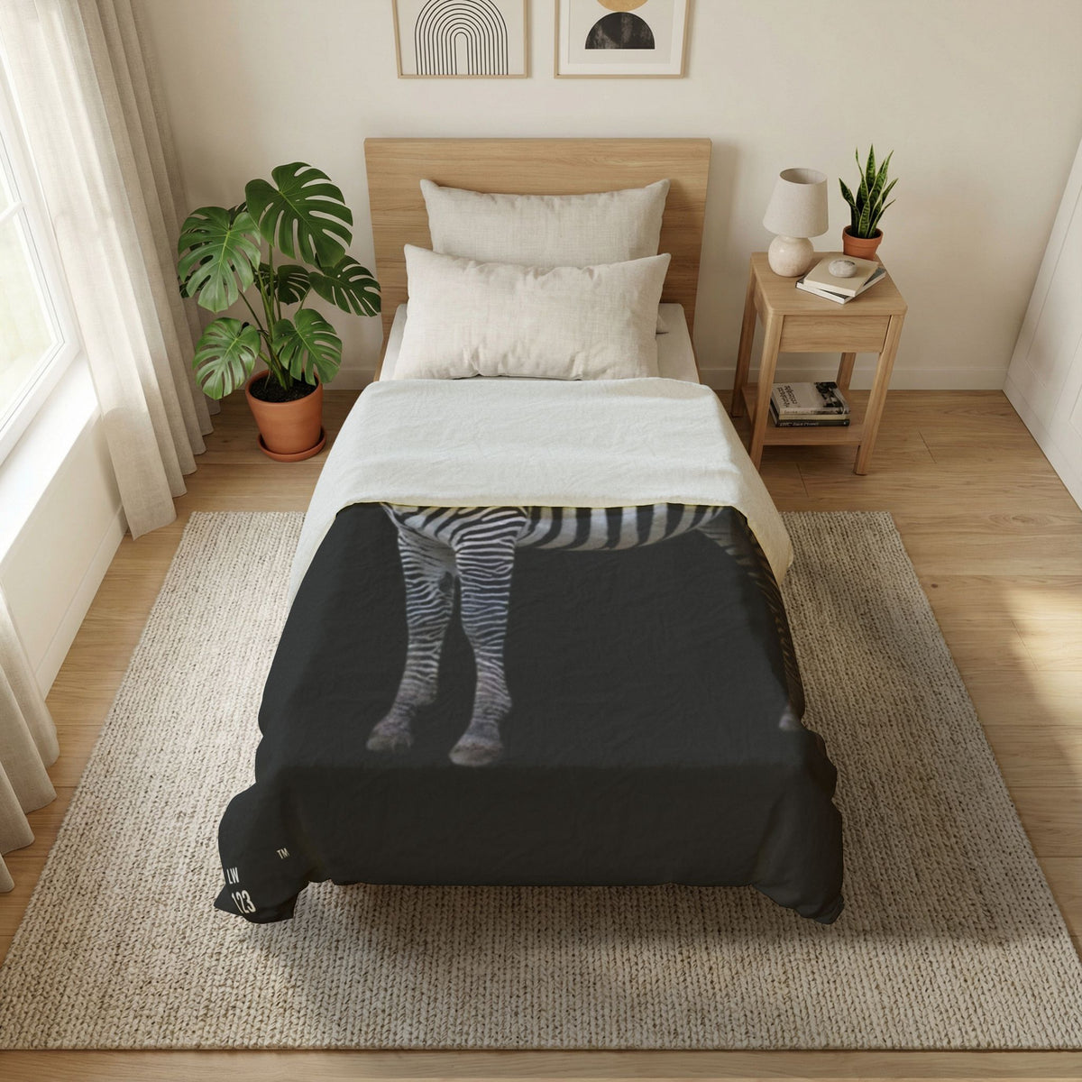 LW 123 Zebra Print Cotton Duvet Cover – Black Safari Bedding