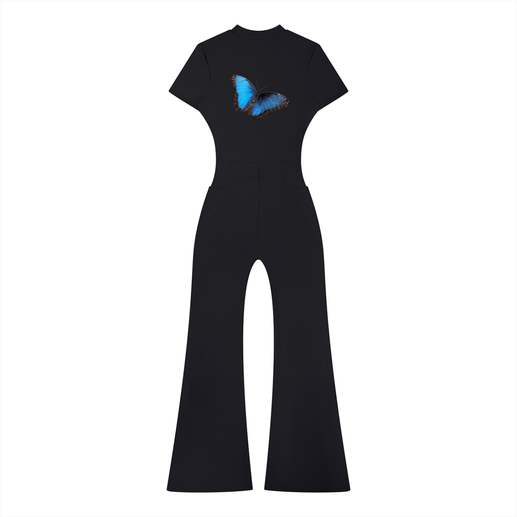 Women’s Tight Flared Leg Quarter-Zip Jumpsuit