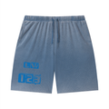 Unisex Vintage Wash Sunfade Waffle Raw Hem Shorts