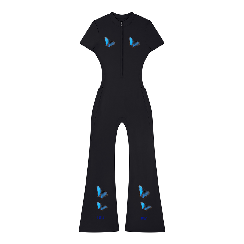 Women’s Tight Flared Leg Quarter-Zip Jumpsuit