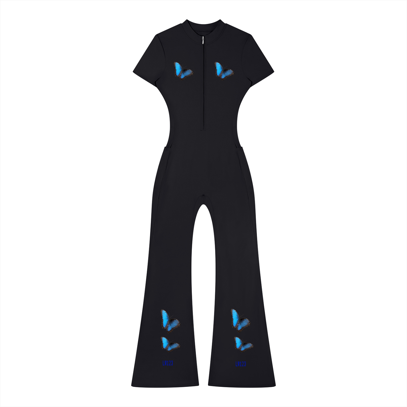 Women’s Tight Flared Leg Quarter-Zip Jumpsuit