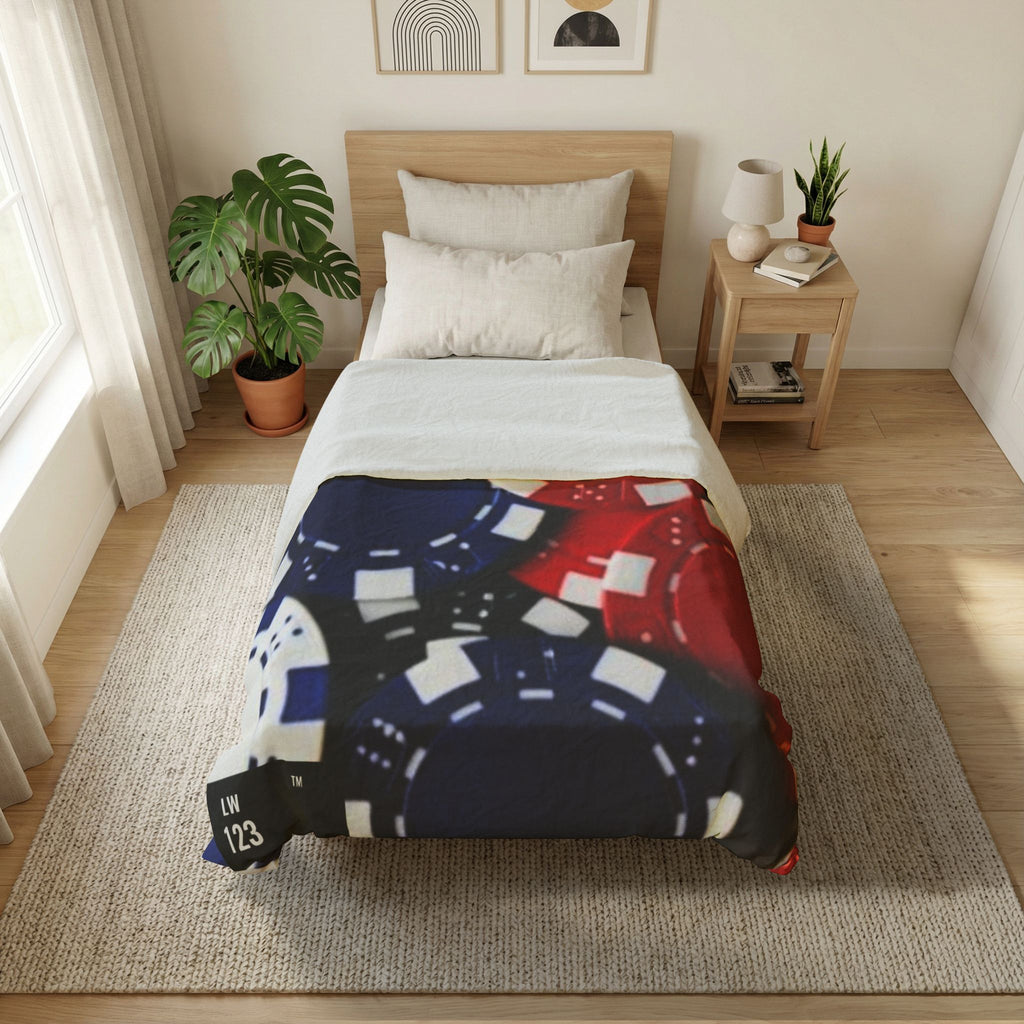LW 123 Casino Poker Chips Cotton Duvet Blanket