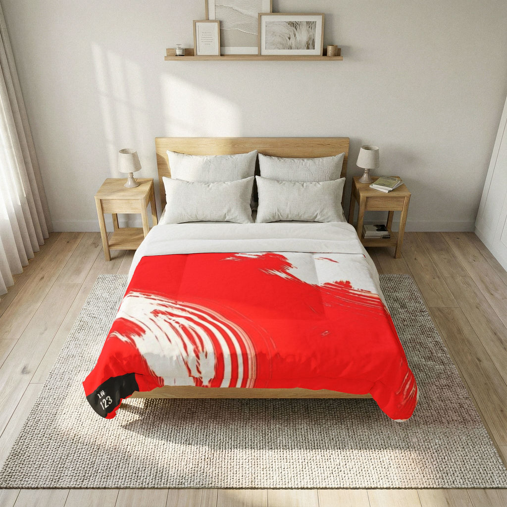 LW 123 Red Brushstroke Cotton Comforter