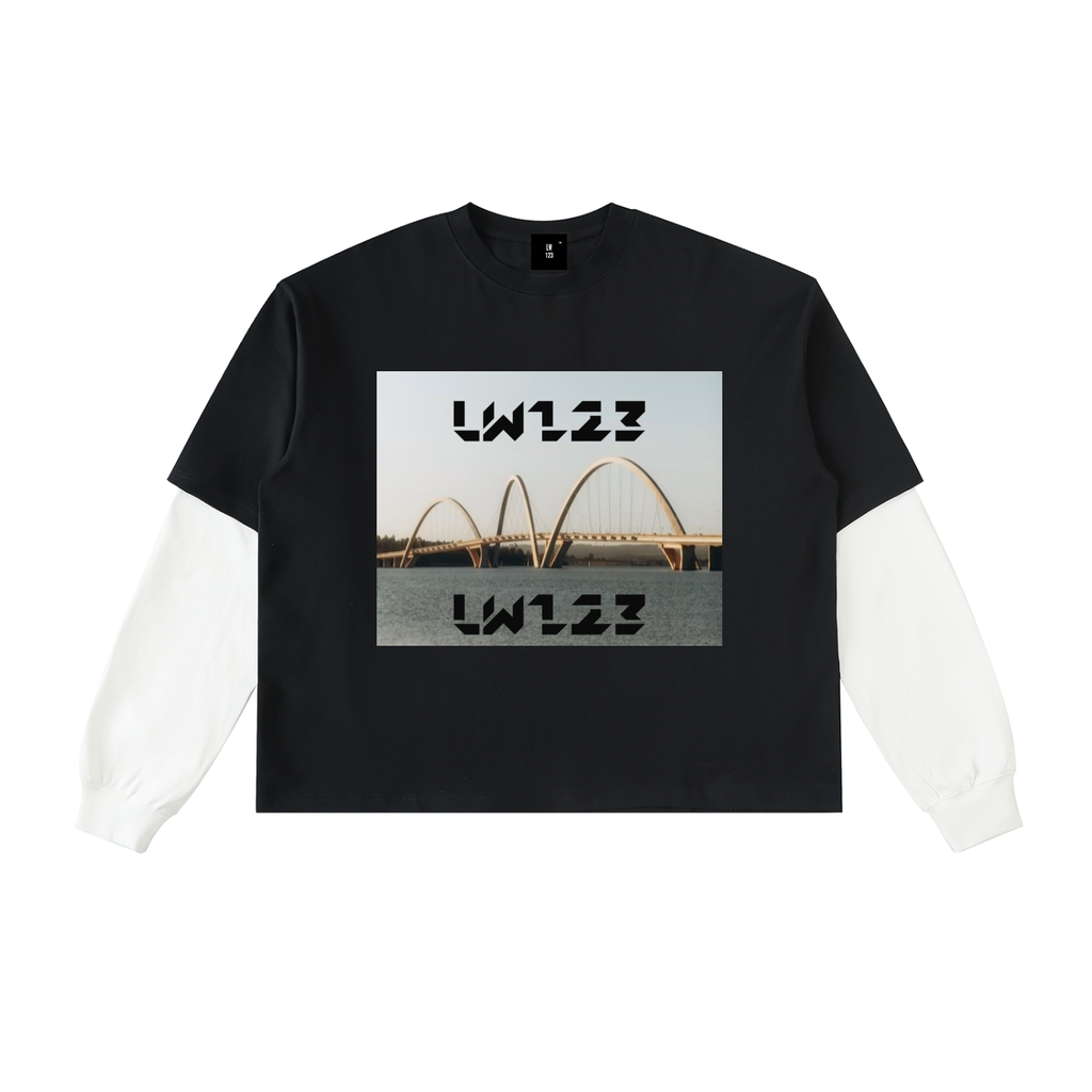 LW 123 Layered Contrast Sleeve Cotton T-Shirt