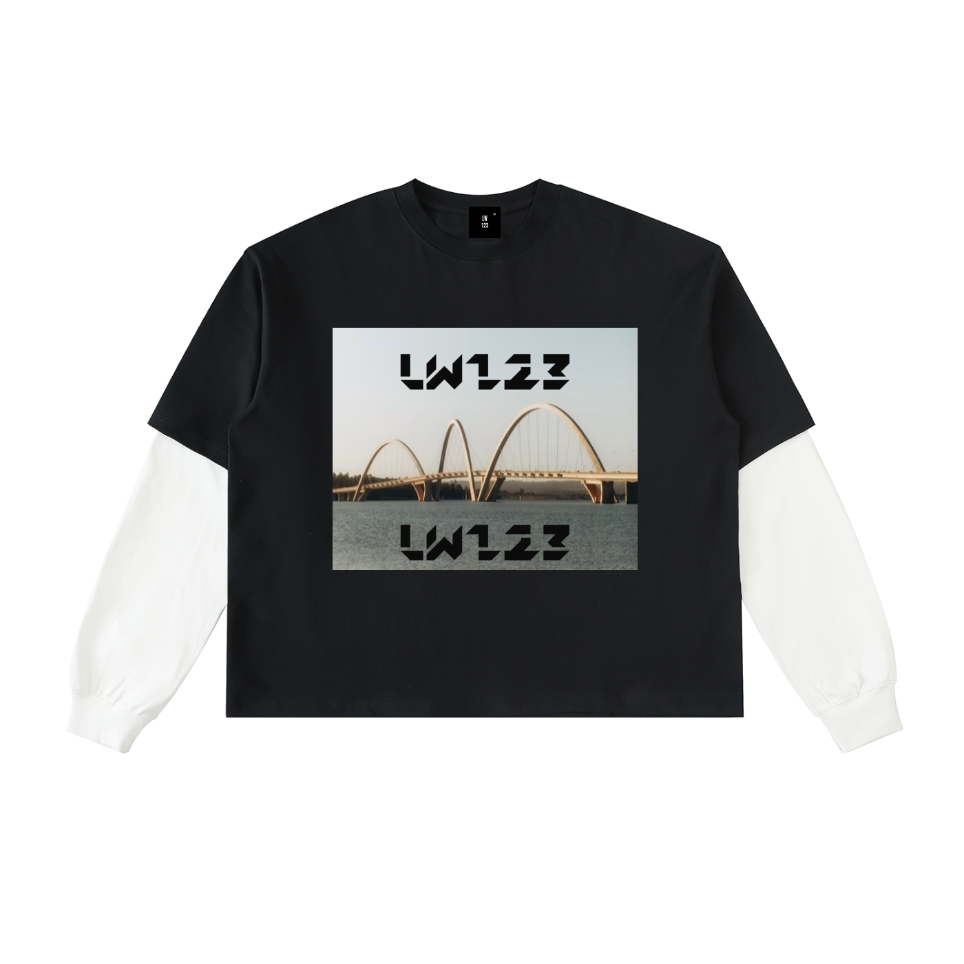 LW 123 Layered Contrast Sleeve Cotton T-Shirt