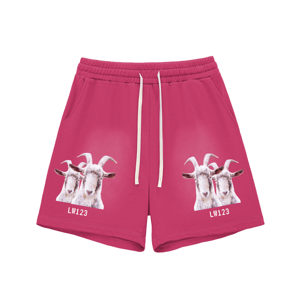 Sun Fade Raw Edge Cotton Shorts