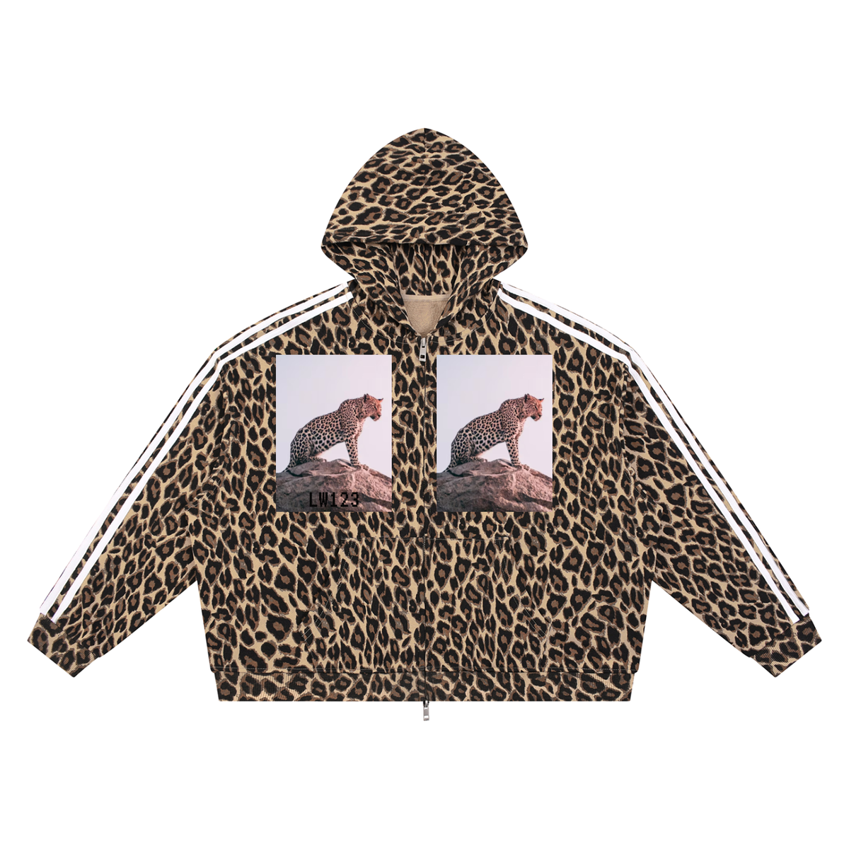 LW 123  Leopard Full Zip Hoodie