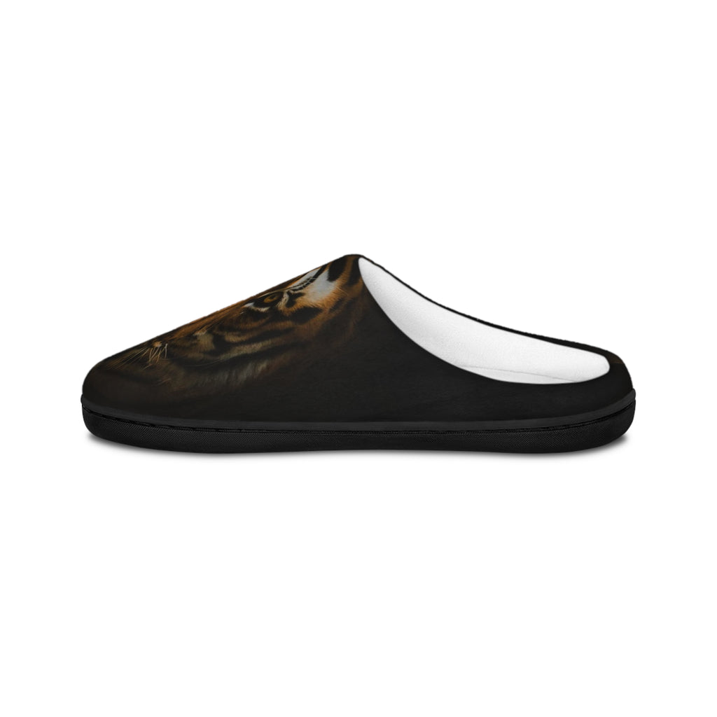 LW 123 Tiger Face Women's Indoor Slippers — Cozy Fierce Animal Print House Shoes