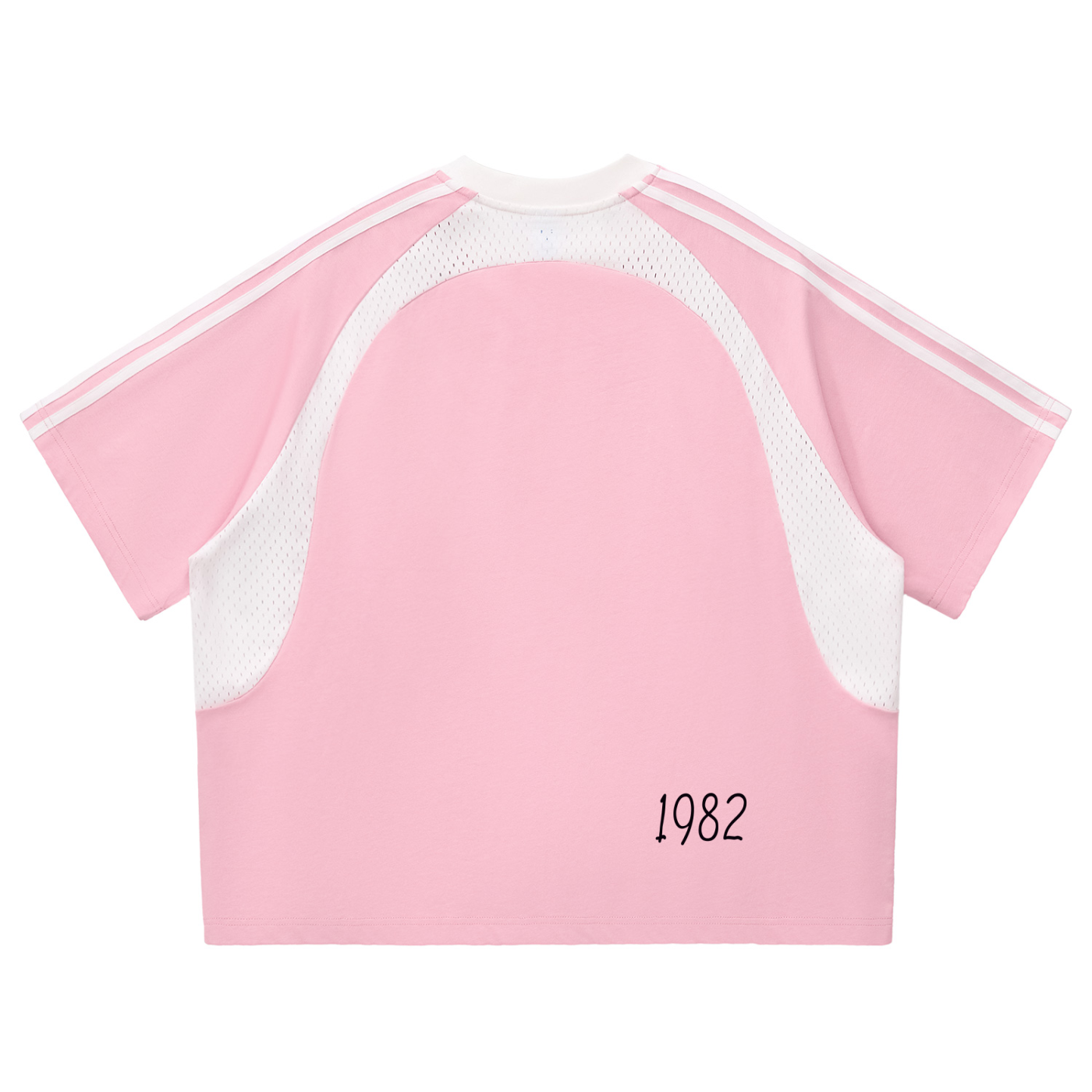 Contrast Stripes Panel Mesh T-shirt
