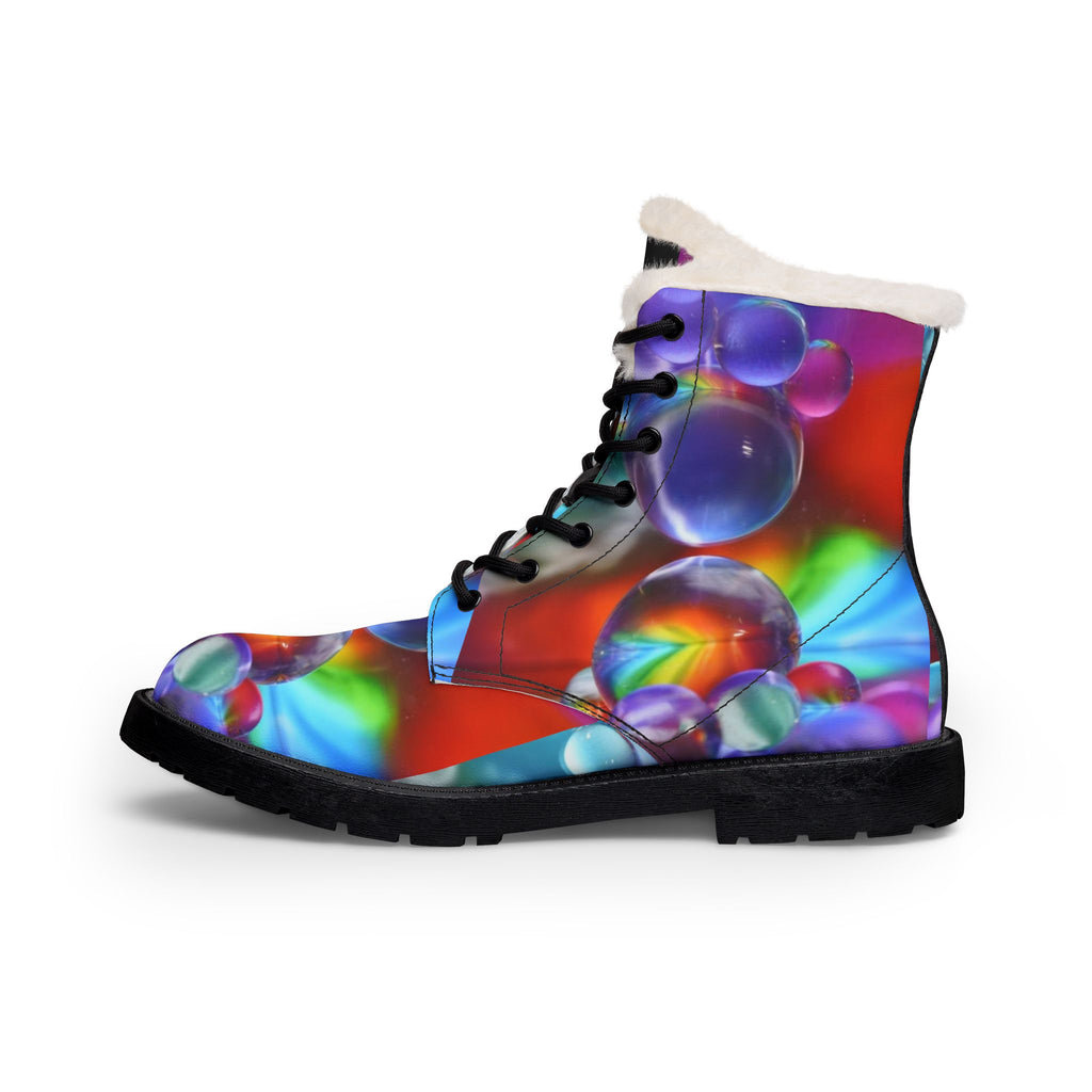 LW 123 Faux-Fur Bubble Leather Boots