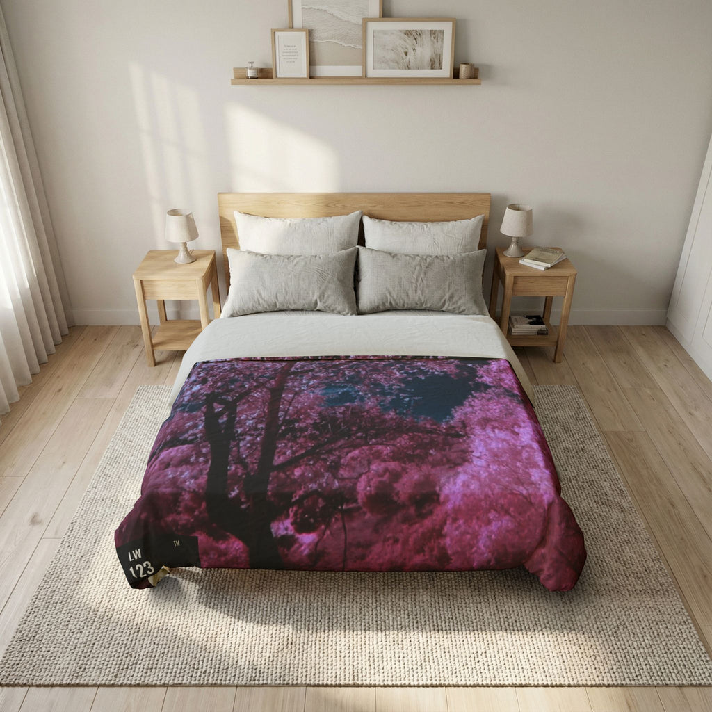 LW 123 Pink Cherry Blossom Cotton Duvet Cover — Floral Tree Scenic Bedding