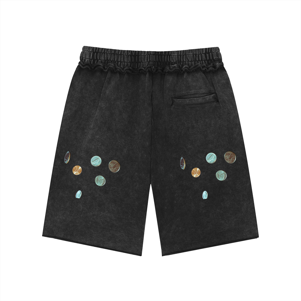 Unisex Mineral Wash Raw Edge Shorts