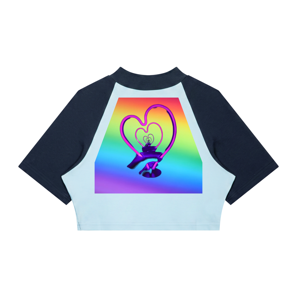 LW 123 Women’s Color Block Raglan Crop T-Shirt