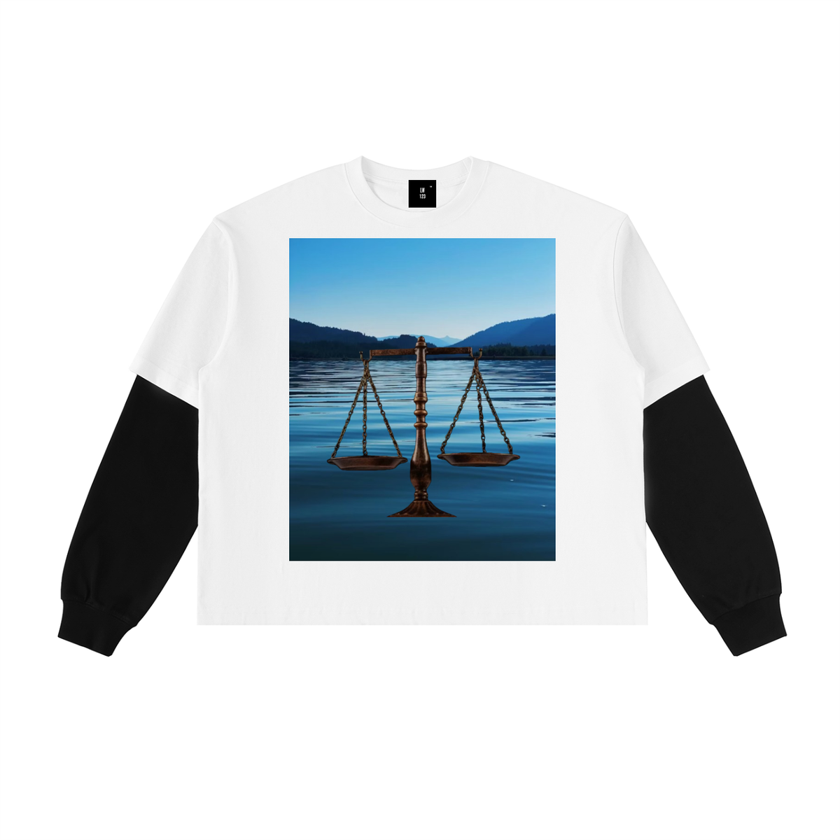 LW 123 Layered Contrast Sleeve Cotton T-Shirt