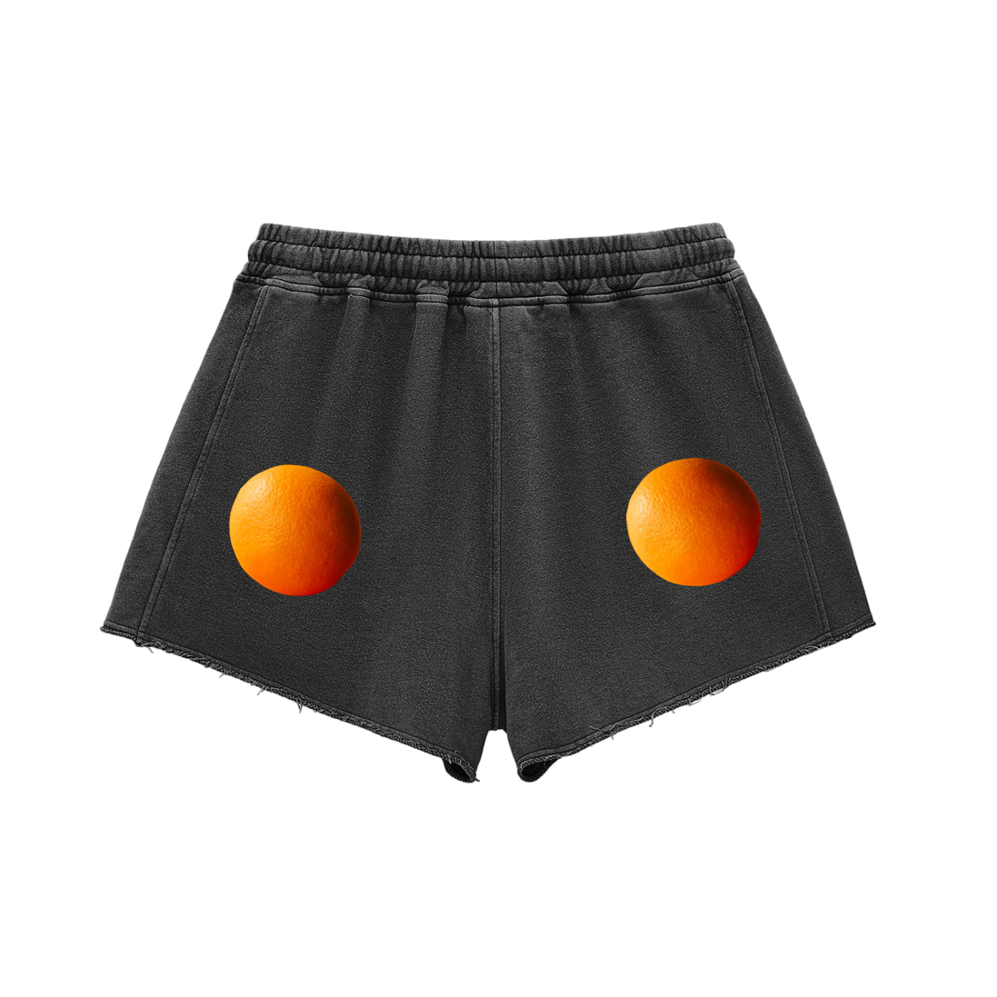 Snow Washed Raw Edge Drawstring Shorts