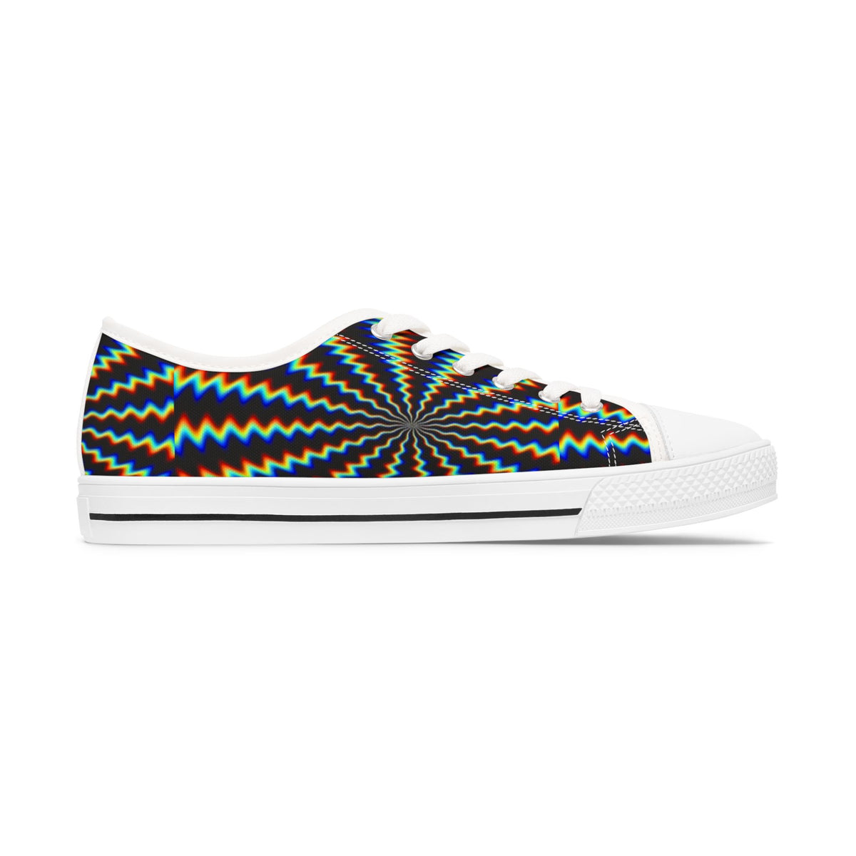 LW 123 Women's Low Top Sneakers — Psychedelic Starburst Rainbow Pattern