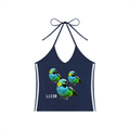 Women's Color Block Halter Crop Tank Top